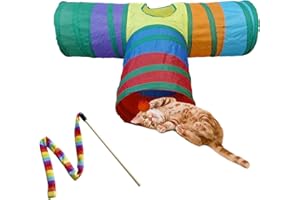 PetLike Cat Tunnel for Indoor Cats Collapsible Pop-up Pet Tube Peek Hole Hideaway Play Toys for Cats with Ball