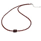 Gempires Gemstone Beaded Necklace with Raw Stone Crystal Jewelry Hypoallergenic 18 Inch Silver Plated Elegant Handmade Jewelry Gifts For Women