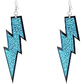 GBAHFY Multicolor 80s Neon Earrings Acrylic Exaggerated Women Lightning Bolt Dangle Earrings Halloween Jewelry 80's Party