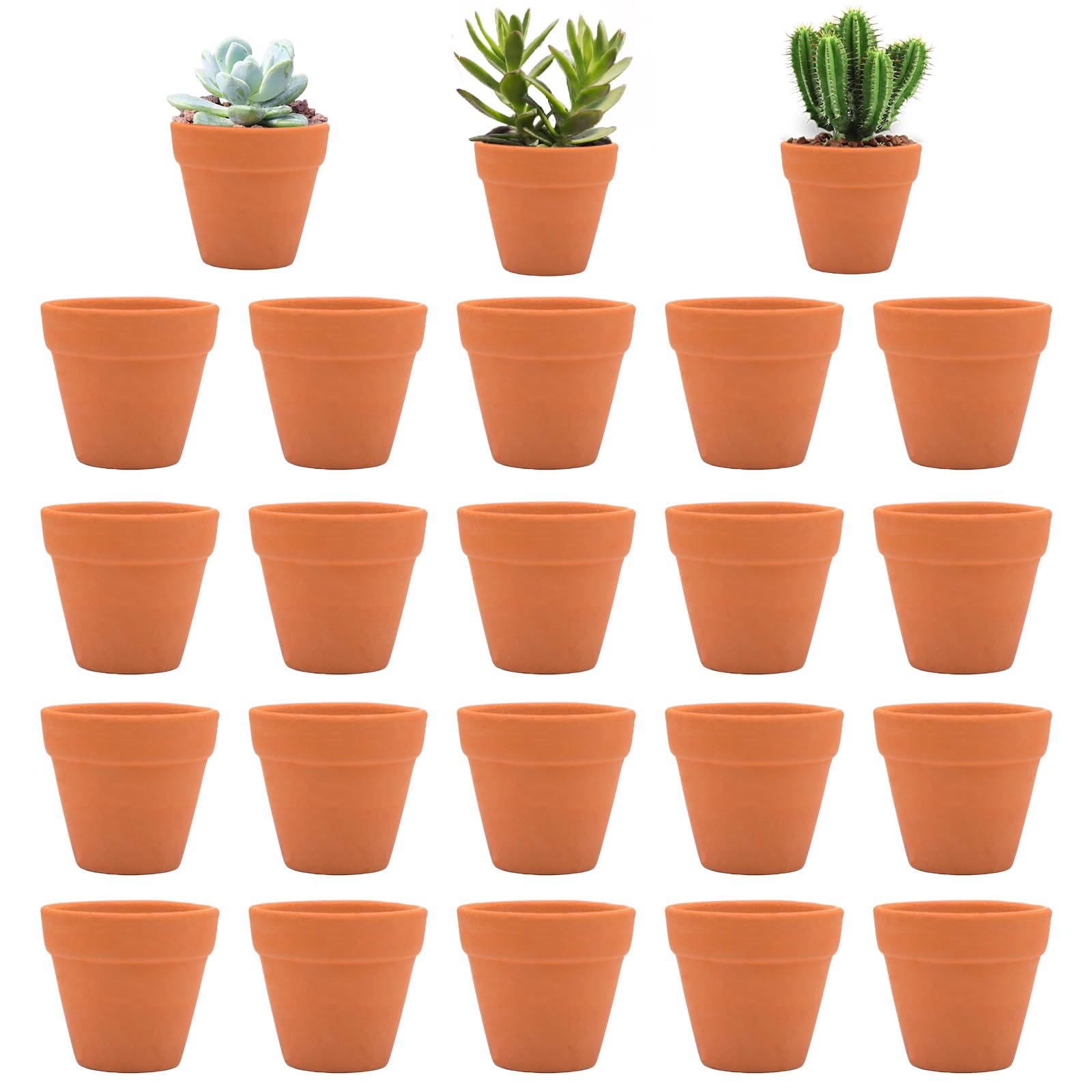 Cisolen 20 Pcs Terracotta Pot Mini Plant Pots Small Clay Pottery Planter Tiny Clay Planter Craft Nursery Pot with Drain Hole DIY Flower Pots Pottery Pots for Cactus Succulent House Plants (5x4 cm)