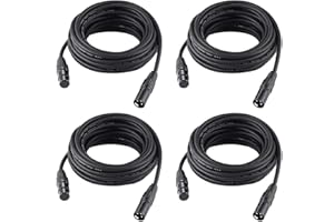 Eyeshot 25ft / 7.62m DMX Cable, 4 Packs 3 Pin DMX Cables DMX Wires, DMX512 XLR Male to Female Stage Light Signal Cable with Metal Connectors, Connection for Stage & DJ Lighting fixtures