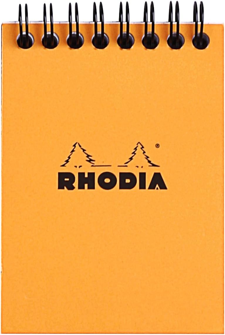 RHODIA 11500C, Spiral Notebook (Full Bound) Orange, A7, Small Squares, 80 Detachable Sheets, 80G Clairefontaine Paper
