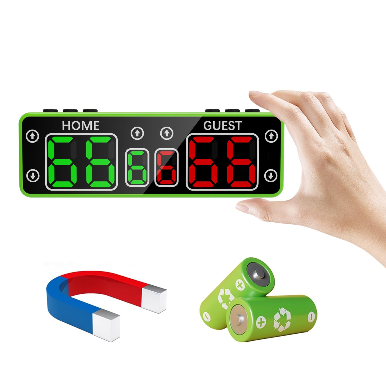Photo 1 of GAN XIN Cornhole Scoreboard,Battery Powered Ping Pong Score Keeper with Touchscreen Button&Top Button,LED Digital Electronic Scoreboard with Buzzer,Shuffleboard/Indoor Games & Sports(Green)