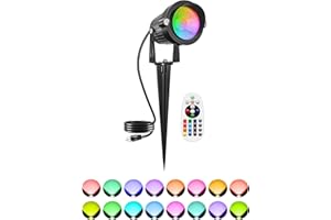 DOREIO Halloween RGBW Outdoor Spotlights for Yard, 10W Color Changing Landscape Lights with Remote Control 120V LED Landscape Lighting Waterproof Spotlight with Plug Tree Garden Path Decoration(1Pack)