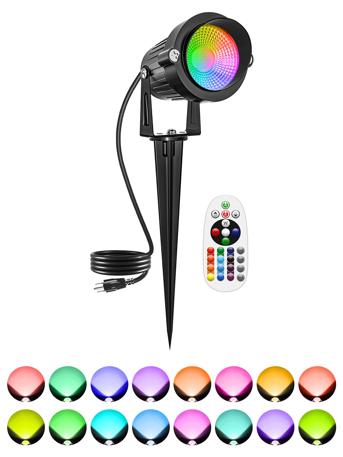 Photo 1 of DOREIO Halloween RGBW Outdoor Spotlights for Yard, 10W Color Changing Landscape Lights with Remote Control 120V LED Landscape Lighting Waterproof Spotlight with Plug Tree Garden Path Decoration(1Pack)