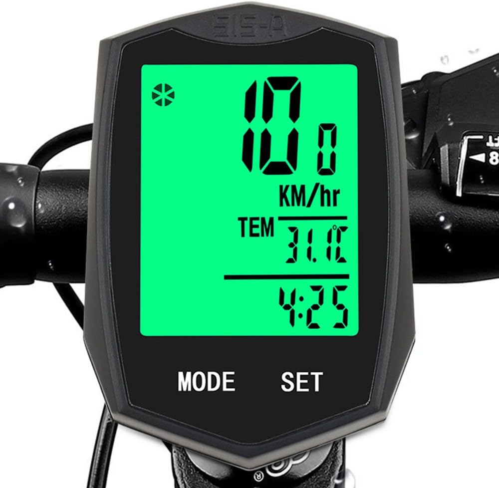 Wireless Bicycle Bike Speedometer Odometer Multifunction Bicycle Odometer Waterproof Multi-function Alarm Clock Large LCD backlight, Automatic Tracking Distance, Speed, Time, Caloric CO2, Temperature, etc.