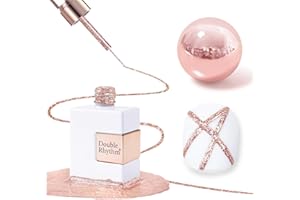 Double Rhythm 15 Ml Metallic Gel Liner Nail Art Gel Bronze Mirror Chrome Painted Drawing Stripper 3D Effect Gel Polish (Glitter Champagne Gold-L1003)