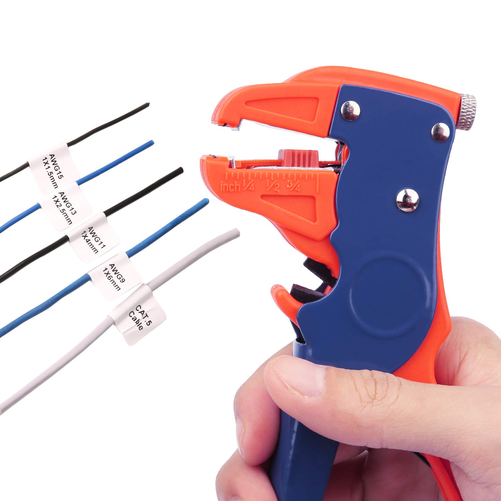 BOENFU Automatic Wire Stripper Self Adjusting Cable Stripper with Cutters, Quick Strip 2 in 1 Cable Stripper tool Eagle Nose Wire Stripper for Electronic, Automotive Repair, Red, 7 Inches