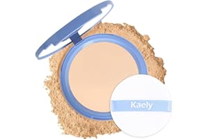 Kaely Pressed Face Powder Compact with Mirror and Puff, Makeup Setting Powder for Women Oily Skin, Oil Control Matte Powder Foundation Waterproof, polvo compacto perfection mate, 02 Natural Beige