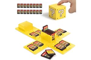 doepeBAE Game Card Case for Nintendo Switch,Deformable Expandable Switch Game Card Holder,Cube Game Card Storage Box,Large Capacity Game Card Organizer with 16 Card Slots (Q Yellow)