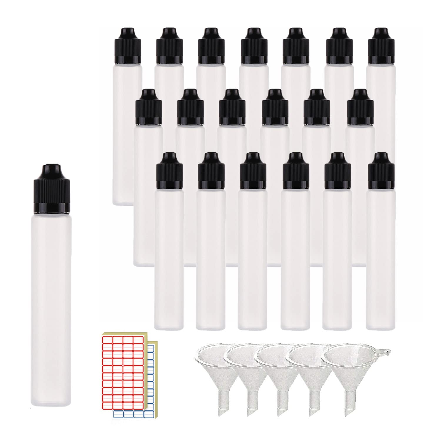 XIAONAN 20 Pcs 60ml Plastic Dropper Bottle Refillable Empty Plastic Squeezable Dropper Bottle Eye Liquid Bottle (Bottles + Caps + Tips+4 Funnel +label)