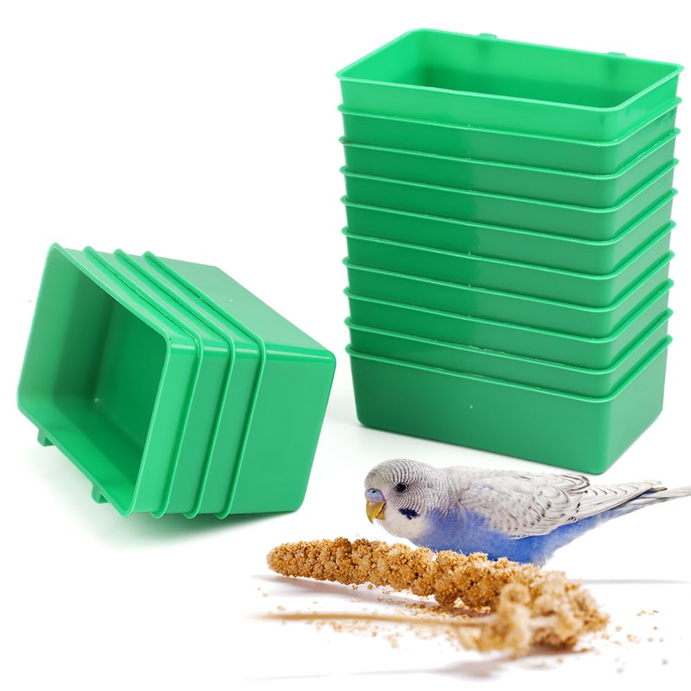 Photo 1 of 14 Pcs Bird Plastic Feeder, Seed Food Feeding Cup for Poultry Pigeon Parrot Parakeet Budgie Cage
