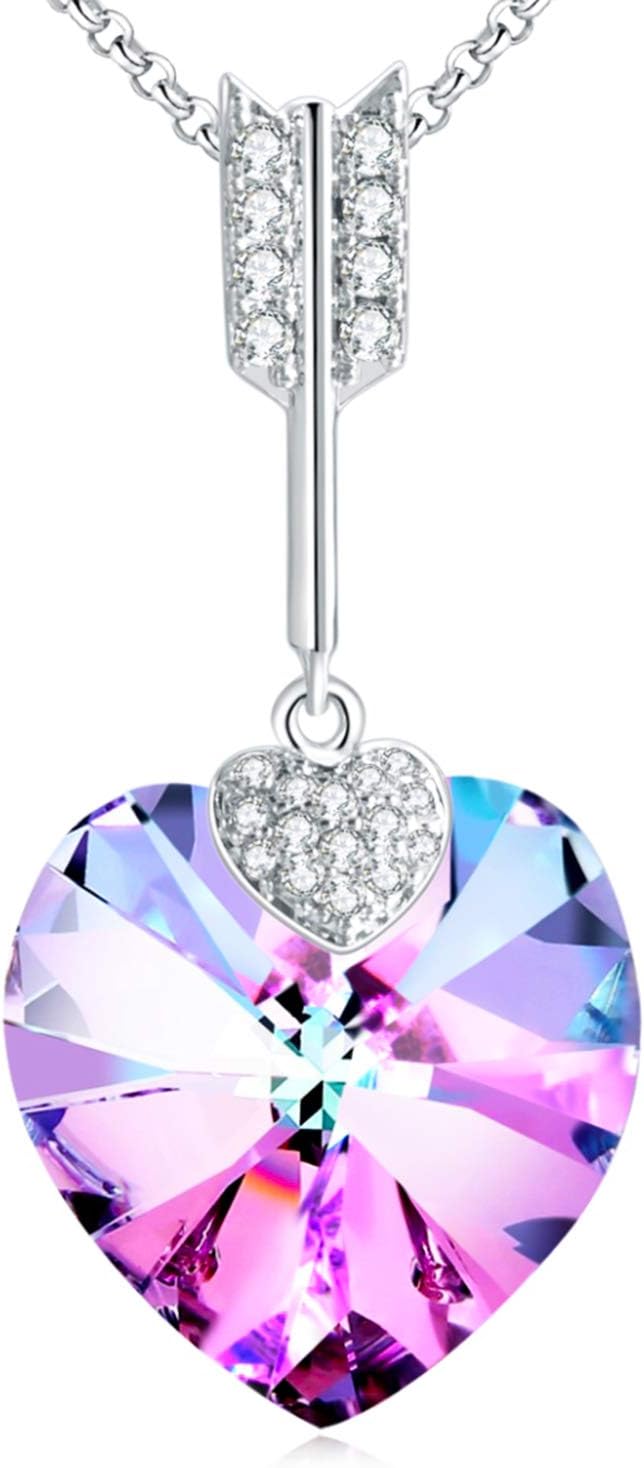 GAEA H Crystal Necklaces Love Heart Pendant Necklaces Women, Necklaces Swarovski® Crystal Girls Gift Box - Choice Colors