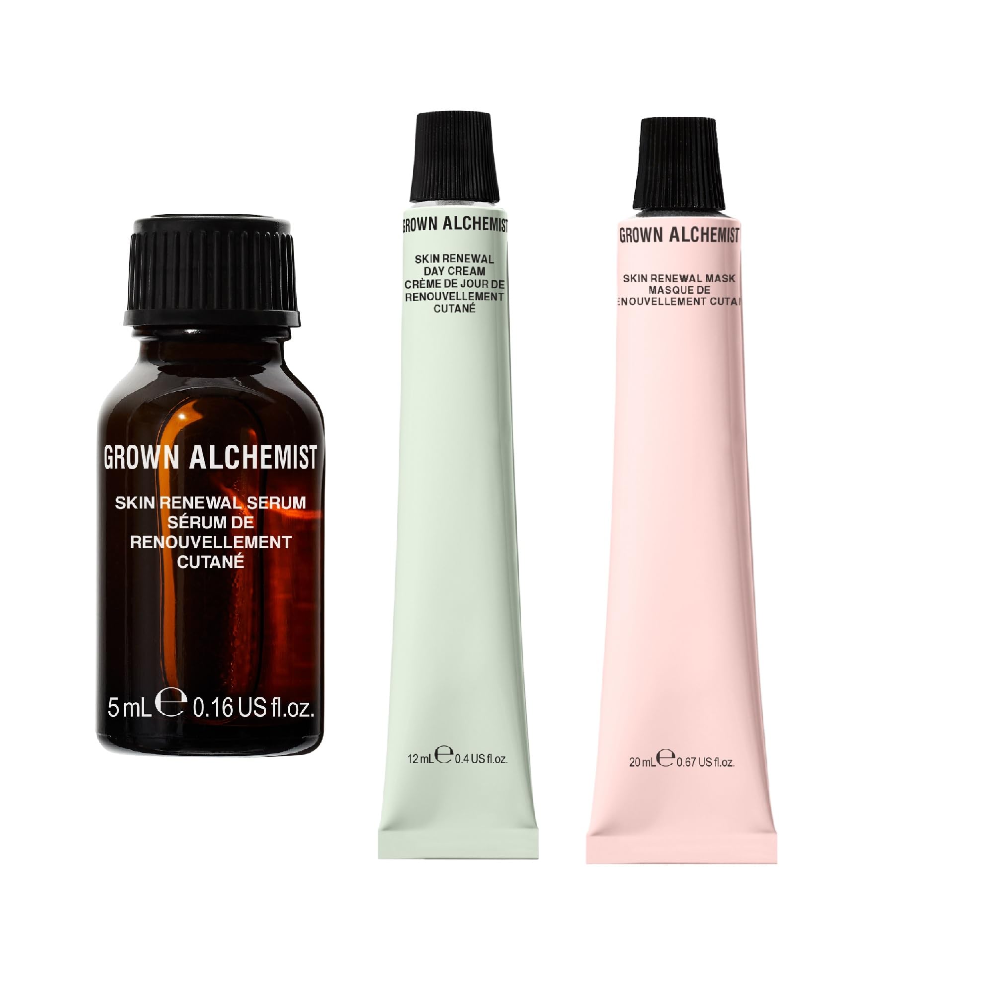 Grown Alchemist Skin Renewal Skincare Kit Trio - Skincare Set Gift Exclusive - Hydrating Face Mask 20 ml, Serum Hyaluronic Acid, Niacinamide Serum 5 ml, Luxury Daily Moisturising Day Cream 12 ml