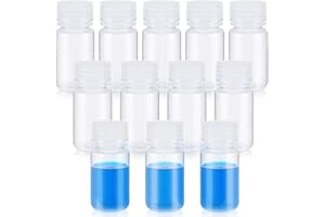 Tatuo 12 Pcs 2 oz 60 ml Polypropylene Reagent Bottle Plastic Sample Bottles with Screw Caps Transparent PP Sample Containers with Lid for Liquids, Laboratory, Storage at Home (Clear)