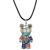 Mens Pendant Necklace - Original Bear Pendant, Steampunk Cool Chain | Handcrafted Original Design bear charm. Steampunk pendant for men. Wear as necklace or keychain. Chain and strap. 11 colors.
