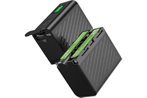 2-Pack 6000mAh NP-F550 Battery for Sony NP F550, F530, F970, F960, F770, F750, F330, FX3 FX30 A7 Canon R5 Nikon Z8, for Handy