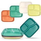 DYB DONGYONGBAO Wheat Straw Divided Plates For Adults & Kids, 10 Inch Square, Reusable Compartment Plates, Microwave & Dishwasher Safe (5 Pcs)