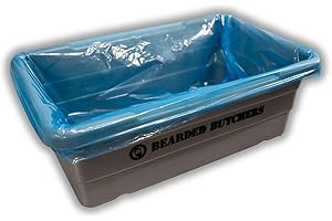 BEARDED BUTCHER BLEND SEASONING Bearded Butchers 10 Pack Disposable Blue Poly Lug Liners – 1.5 Mil Thick, Fits 50 lb Tote/Lug, Ideal for Meat Processing, Mixing & Transport, 21" x 15" x 22", Easy Cleanup, No Totes Included