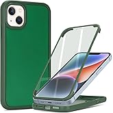 CoozCase for iPhone 14 Case with Built-in Screen Protector & Full Body Protective,for Apple iPhone 13 Phone Cases for Men Women Girl-Dark Green