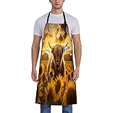 Turamurra Highland Cow and Sunflower Apron for Women, 28x33in, Kitchen Chef Aprons with 2 Pockets, Polyester, Rustic Country Sunset Apron for Cooking BBQ Baking Gardening Chef, Gifts for Mom Wife Dad