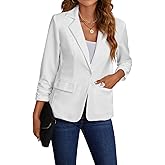 MINTLIMIT Women's 3/4 Sleeve Blazers One Button Work Office Blazer with Pockets