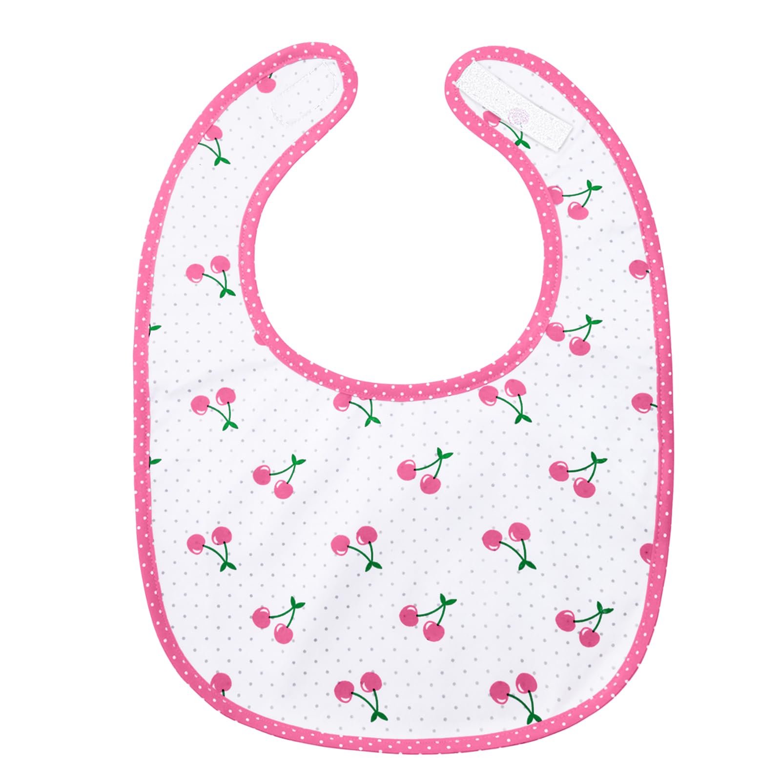 LittleForBig Cotton Waterproof Printed Adult Bib with Adjustable Hook-and-Loop Fastener Closure - Cherry Adult Bib