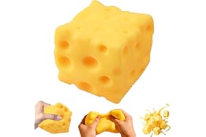 Sensory Cheese Block Slow Rise Squishy, Soft Silicone Fidget for Adults, Stretchy Decompression Tool for Relaxation（10cm/3.9i
