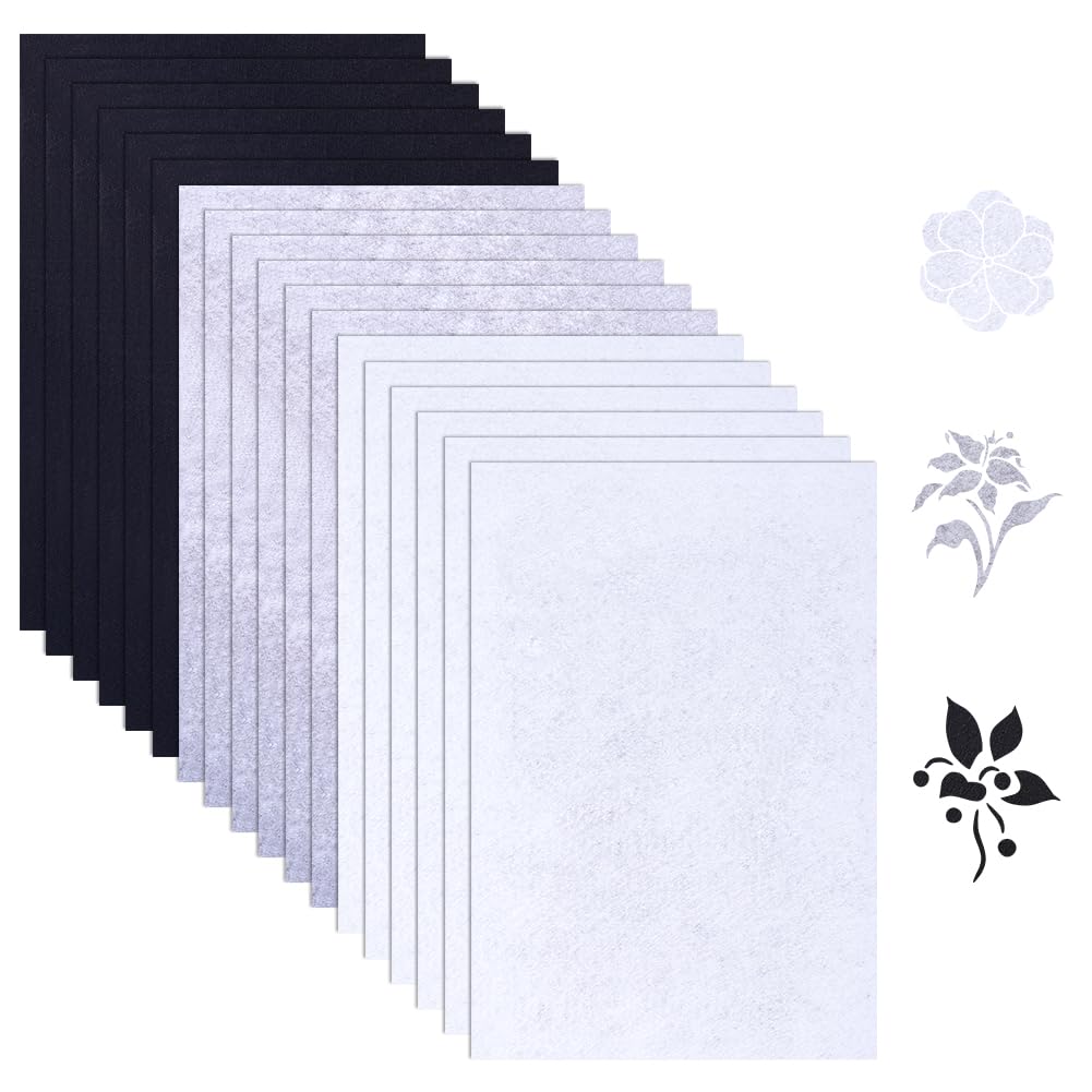 GORGECRAFT 18Pcs 3 Colors Felt Fabric Sheets 0.5mm Thick Soft Nonwoven Squares Pre-Cut Sewing Felt Fleece Pack for Art DIY Crafts Patchwork Projects Black White Gray 30 x 20cm