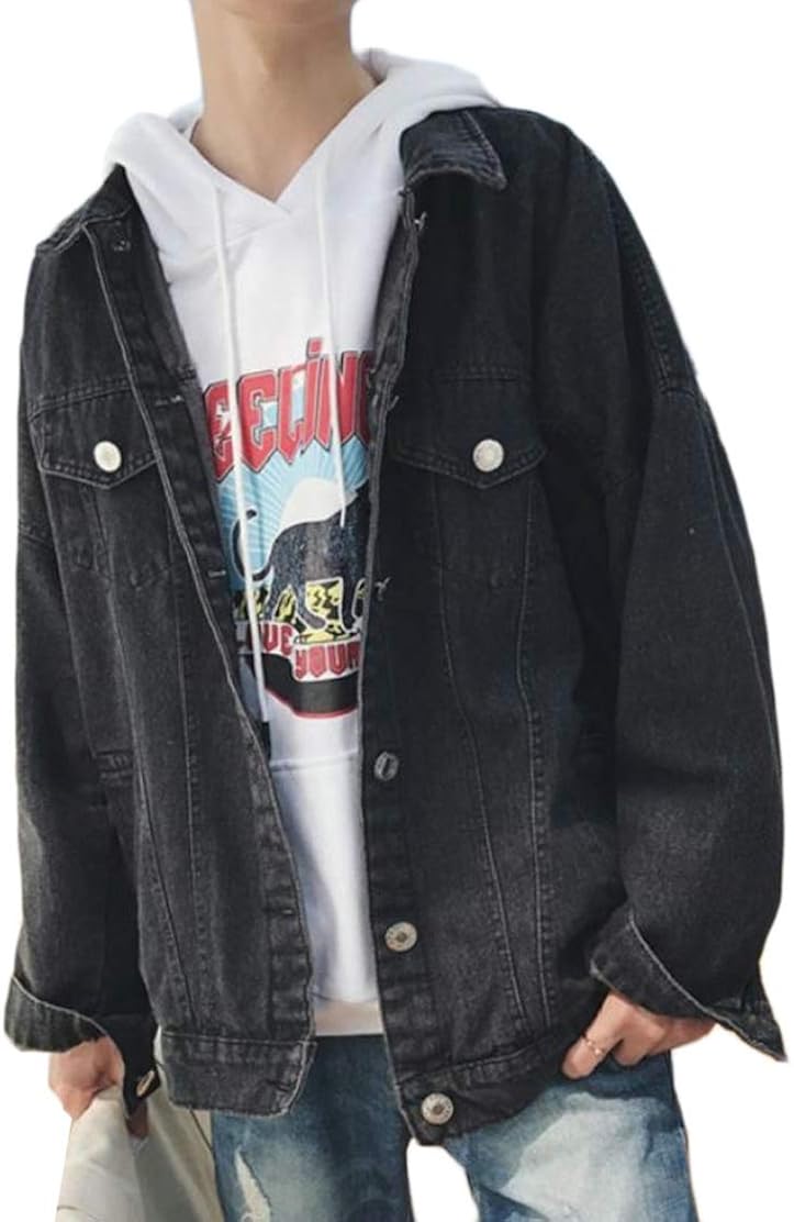 mens black oversized denim jacket
