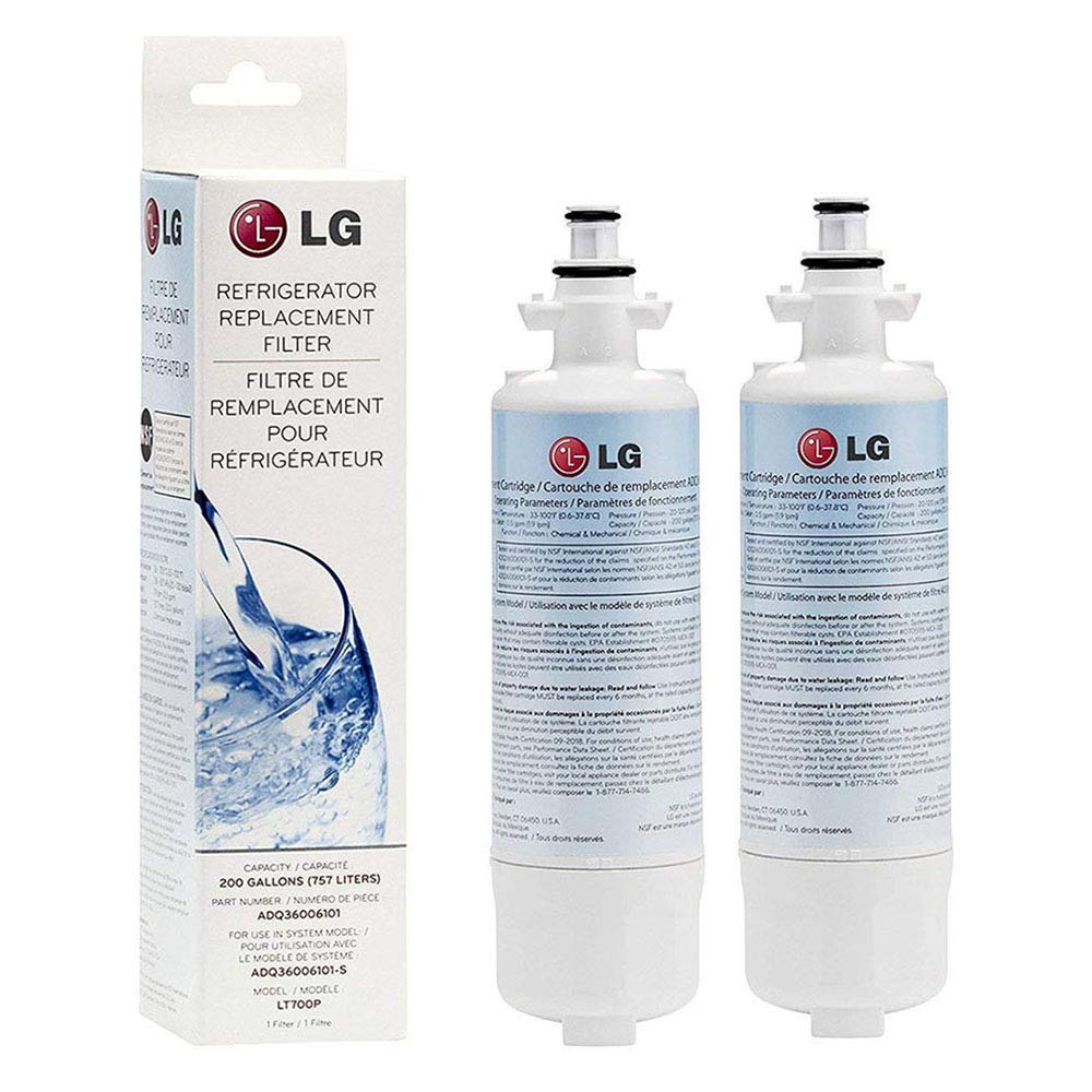 LG LT700P Refrigerator Water Filter, 2 Pack, White