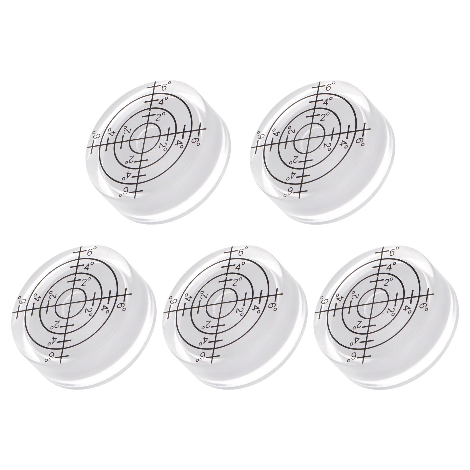 Kozelo 5pcs Small Circular Bubble Spirit Levels - [32mm Diameter 12mm Thickness] Mini Round RV Bullseye Level Leveling Tools for Travel Trailer Turntable Camera, White