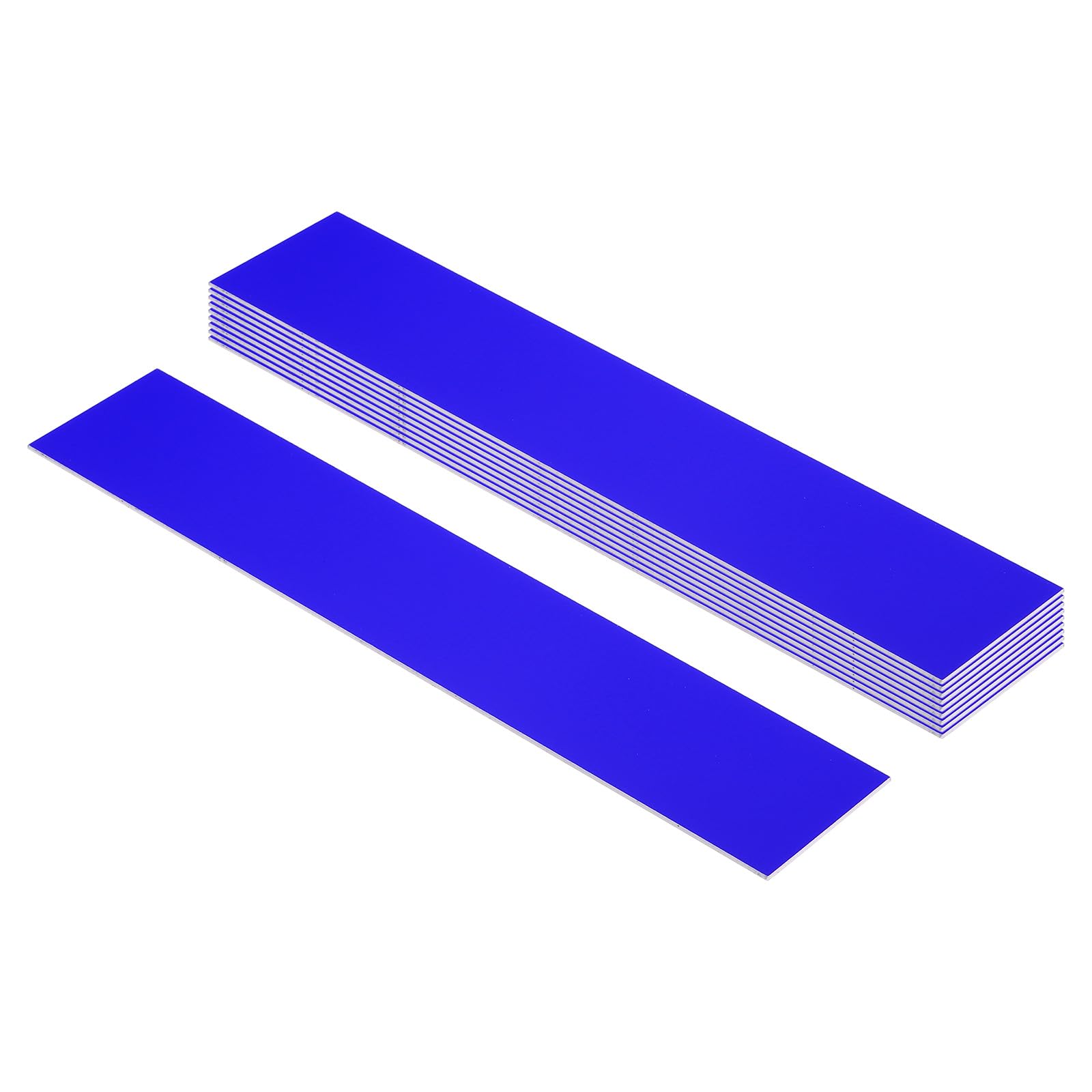 PATIKIL 10x2inch Blank Name Plates, 10Pcs Custom Engraved Name Plate Rectangle Laser Engraving Blanks for Personalized Office Desk DIY Painting Supplies, Blue, White