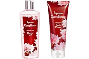 Vital Luxury Japanese Cherry Blossom Shower Gel and Body Cream Set - Nourishing and Moisturizing Daily Skincare - 8 fl.oz / 236mL Each, Christmas Gifts for Her and Him (Japanese Cherry Blossom)