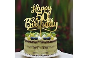 Sleyberoy Acrylic Happy 50th Birthday Cake Topper- Hello 50,Cheers to 50 Years,50th Anniversary/Birthday Party、 men and women Happy Fifty Birthday Selected cake decoration (50th)