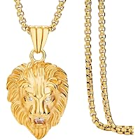 thumbnail image 2 of Hip Hop Lion Head Pendant Necklace Charm Gold Color Iced Out Cubic... 2 of 13