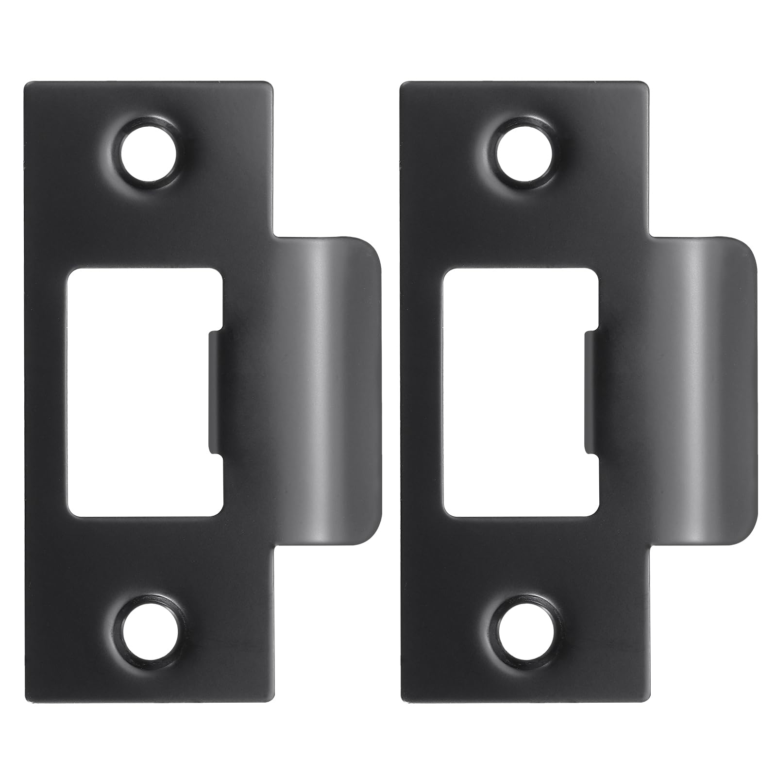 PATIKIL 2-3/4" Door Lock Strike Plate,2 Pcs Stainless T Strike Deadbolt Strike Plate,Door Backplate for Interior Exterior Door Use(Large Hole), Black