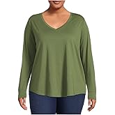 Green Chili Plus Size Long Sleeve V-Neck T-Shirt - 5X