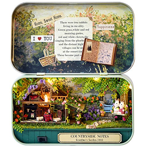 ASIDIY 3D Wooden Dollhouse Miniature DIY Doll House Kit with Furniture,1:24 DIY Box Theater Kit (Countryside Notes)