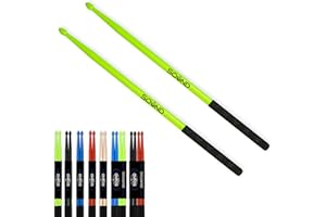 H&M Sound Mart 5A Nylon Drumsticks for Drums with Anti-Slip Power Grips - Lightweight, Durable, Bubble-Head Design - Drum Sticks for Kids, Adults - Green