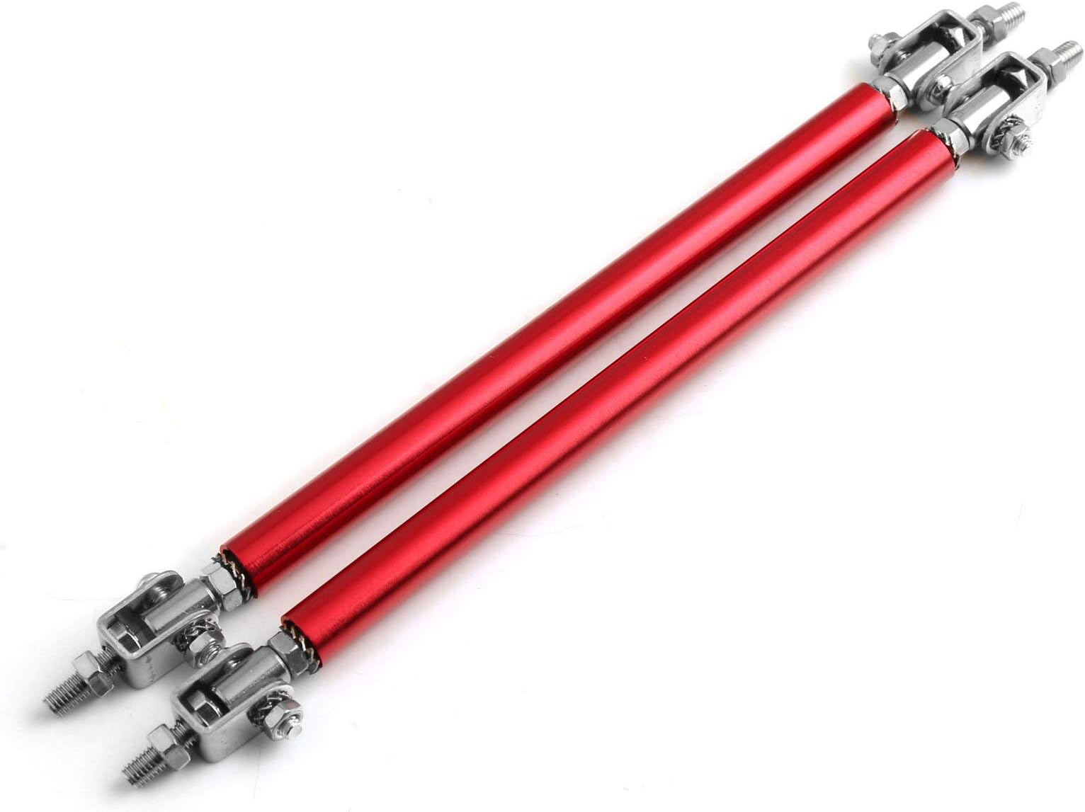 Idain One Pair Adjustable Front Bumper Lip Splitter Strut Tie Bar Strut Rod 150mm,Red