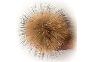 Nature Fur Pompoms Fluffy Raccoon Pom Pom Mink Fur Balls Pompon for Knitted Skullies Hats Scarf, Raccoon, Every One Unique, L
