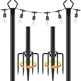 Mutovlin 2 Pack String Light Poles,10 Ft Light Poles for Outside String Lights,Outdoor Lights Pole with Fork,Metal Poles Stand for Patio Deck Backyard (10FT 2 Pack)