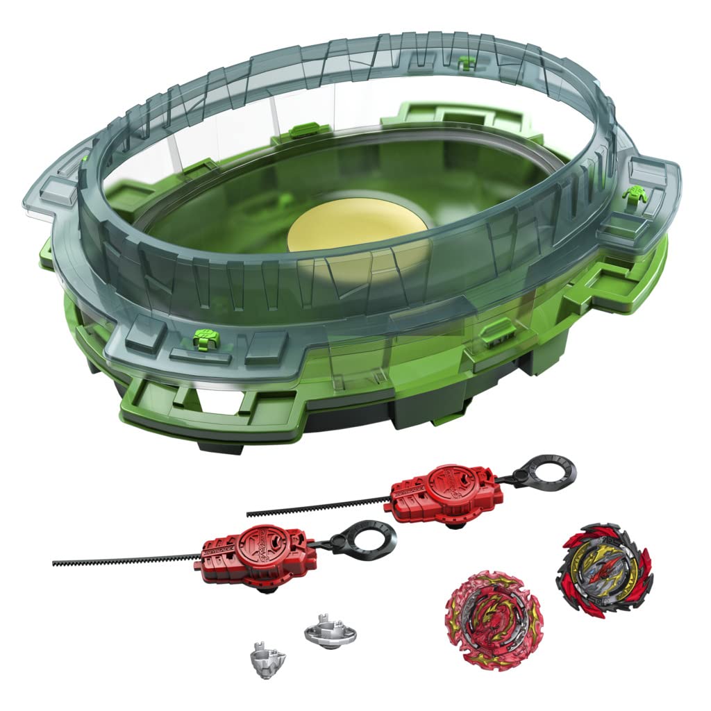 Hasbro Beyblade Burst QuadDrive, Set da Battaglia Interstellar Drop, Beystadium, 2 trottole Giocattolo e 2 lanciacolpi, per Bambini dagli 8 Anni in su