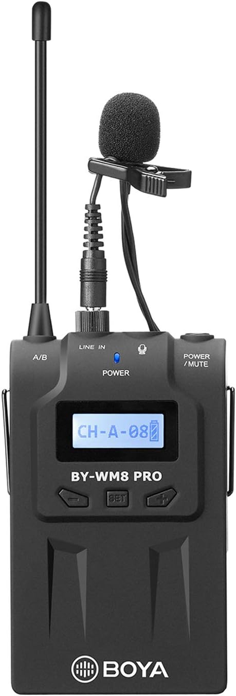 BOYA TX8 Pro Dual-Channel Wireless Bodypack Transmitter Unit with Omnidirectional Lavalier Mic for The by-WM8 PRO Wireless Lavalier Microphone System