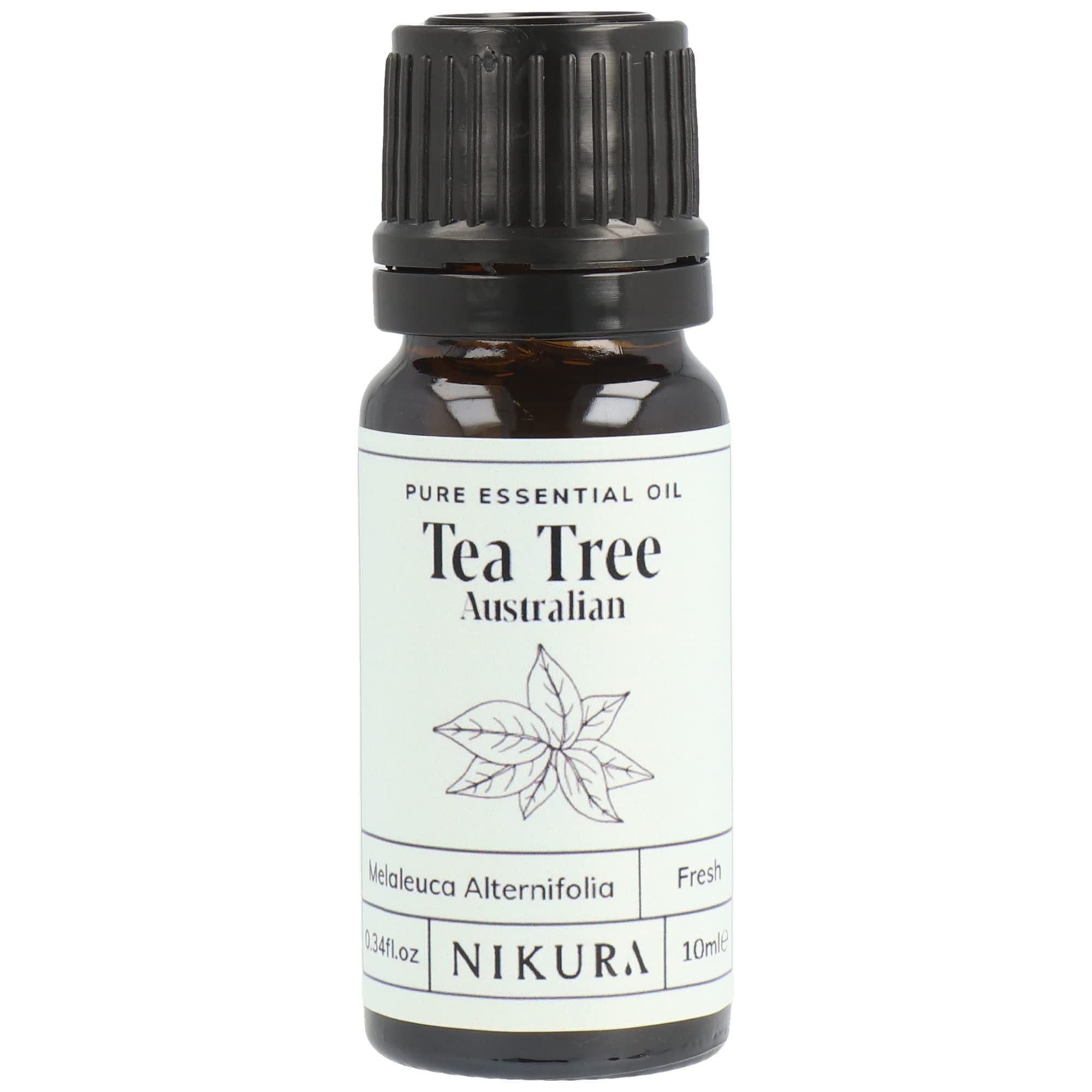 Nikura Pure Australian Tea Tree Essential Oil for Skin, Nail Fungus, Face, Hair, Acne, Piercings, Head Lice | Diffuser Oil for Home, Candle & Soap Making | 10ml | Vegan & UK Made