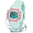 DTKID Digital Kids Watch 30 M Waterproof, 7 Color Lights Time Teaching Watch Easy to Read for Girls Boy 5-16