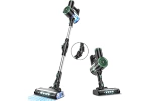 PRETTYCARELIFE Cordless Vacuum Cleaner, Rechargeable Stick Vacuum Cleaner for Home with 25Kpa Powerful Suction, 180° Bendable Wand and Self-Standing, Household Wireless Vacuum for Hardwood Floor Pet Hair