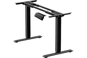 NICECOZY Dual Motor Electric Standing Desk Frame, Height Adjustable Table Legs for Max 90″ x 44″ Desktop with 330lbs Capacity, Ergonomic Sit Stand Up Desk Base for Home Office, Black Frame Only