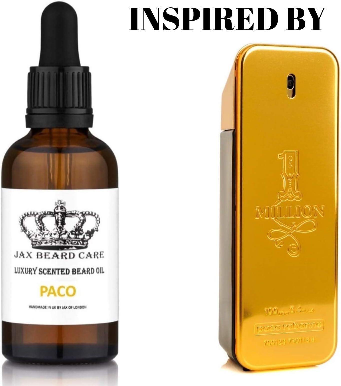 Beard Oils For Men - Million Scented Beard Oil For Beard Growth And Conditioning - With Organic Coconut, Avocado oil, Almond oil, Jojoba oil, Argan oil, Vitamin E - Made In the UK - (50ml) (Million)